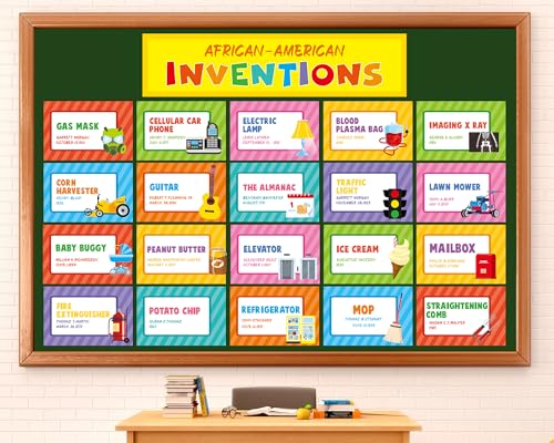 gisgfim 21pcs Black History Month Decorations African American History Bulletin Board Set Black Inventors Poster African American Inventions Wall Decor for Primary Middle High School Classroom Library