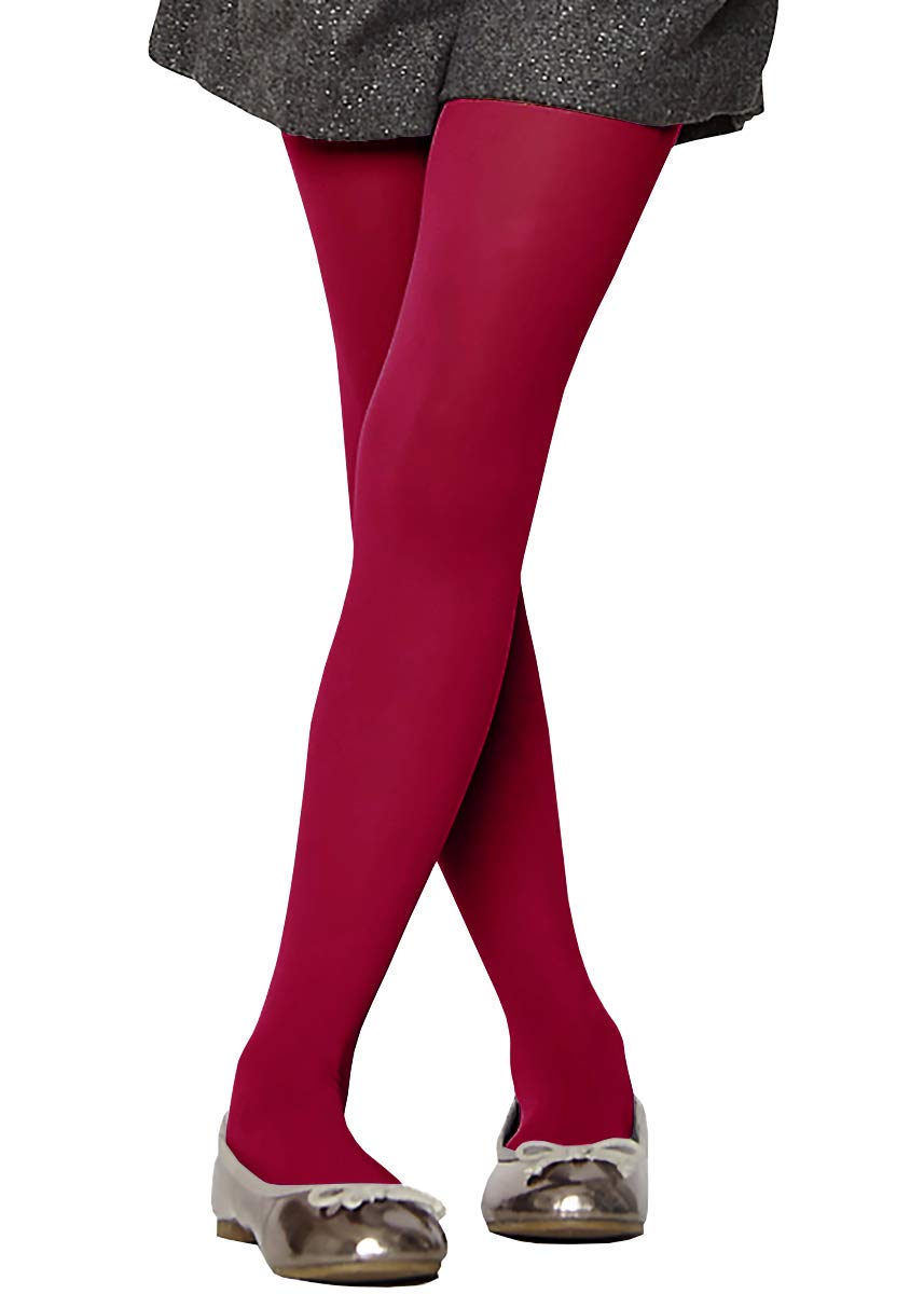 AG FASHION Girls, Baby Childs Tights Pantyhose 16 Bright Colors 3 Sizes Age 2-11 (M (4-6 years, Height range 90-110cm), Burgundy)