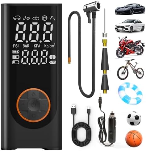 Piwaal Dual-Power Portable Air Compressor, Cordless Tire Inflator...