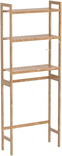 Miniatura 4 de AMBIRD Almacenamiento sobre el inodoro, organizador de baño de 3 niveles sobre el inodoro con estantes de bambú resistentes, estante de inodoro