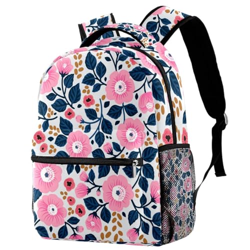 Sac à dos d'école fleurs roses 29x20x40cm pour ados et filles