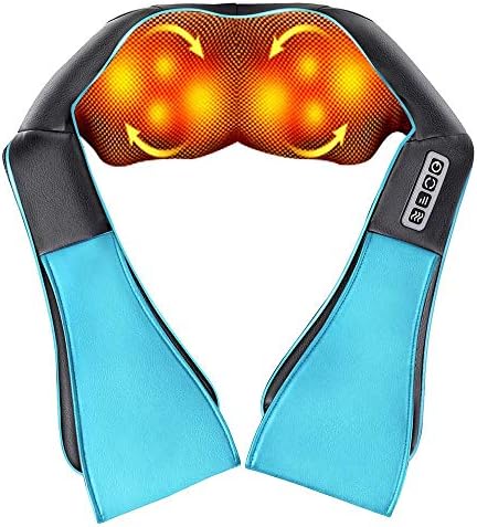 Neck Back and Shoulder Massager, Electric Shiatsu Massager with Heating, Deep Tissue 3D Kneading Pressure Massager for Neck, Back, Shoulder, Foot, Legs and Body Muscle Pain Relief (Blue)