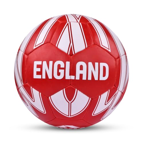 Image of Nivia Kross World Football (England) Training Ball, 32 Panels, Durable Rubber Hand-Stitched, Latex Bladder, As Per AIFF Standards, to Play On Both Natural and Artificial Grass (Size - 5, Red)