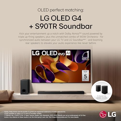 Image of LG 65-Inch Class OLED evo G4 Series Smart TV 4K Processor Flat Screen with Alexa Built-in (OLED65G4SUB, 2024),LG 7.1.3 ch. Sound Bar with Wireless Dolby Atmos and Rear Speakers