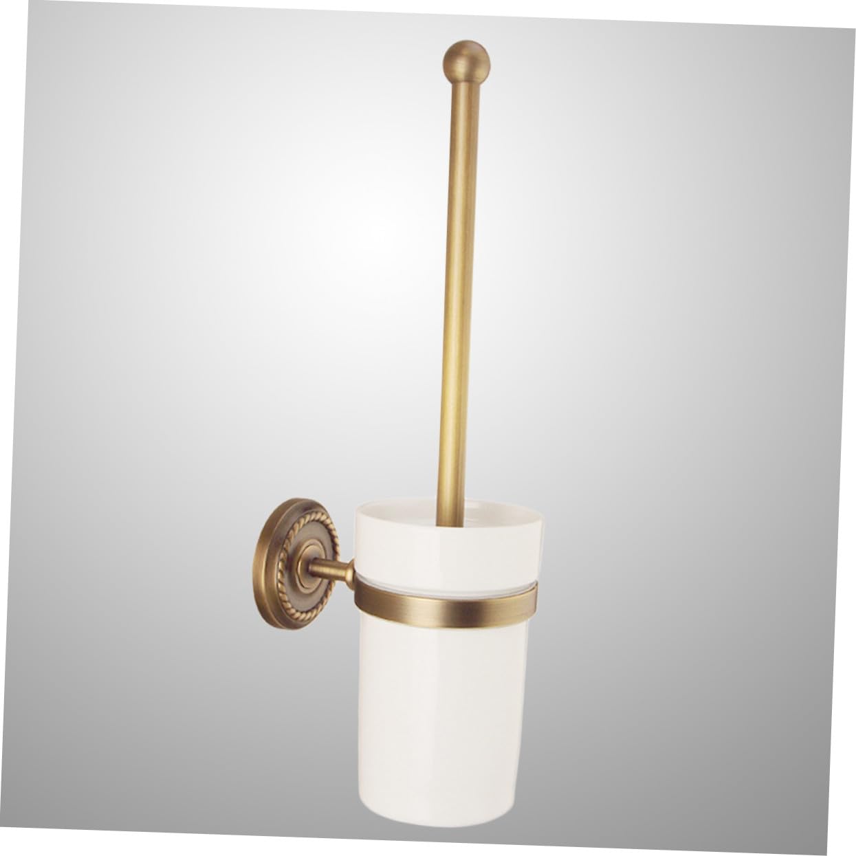 Healifty Conjunto de Cepillo y Soporte Vintage de Cobre Antiguo para Baño Cepillo de Cerdas Suaves y Mango para Hogar Hotel y Oficina Montaje Pared para Limpieza