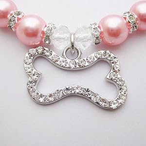 Crystal Dog Pearls Necklace Jewelry with Bling Rhinestone Bone Charm for Small Dogs Girl  Chihuahua Yorkie Clothes Costume Outfits Accessories Adjustable and Handmade  Cucciolini Doodles Crystal dog pearls necklace jewelry with bling rhinestone bone charm for small dogs girl  chihuahua yorkie clothes costume outfits accessories adjustable and handmade   cucciolini doodles