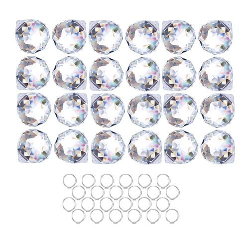 HDCRYSTALGIFTS Crystalsuncatcher 24pcs Clear Crystal Ball Prism Suncatcher Rainbow Pendants Maker Hanging Crystals Prisms for Windows 20mm