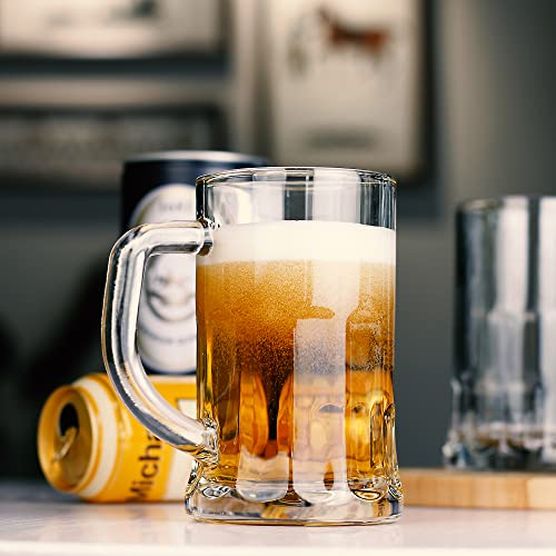 Bavel Style Extra Beer Mug 21 Ounce,Large Glass Mugs With Handle,Set Of 4 German Beer Stein Mug #TOP4