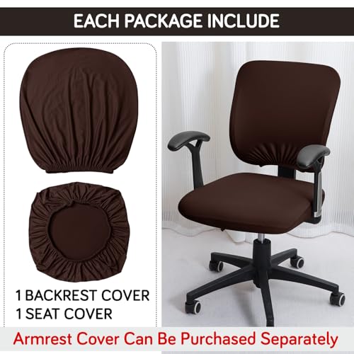 Image of HOKIPO Office Chair Cover for Task Chair - 140 GSM Stretchable Fabric - Anti-Slip & Washable - Fits Small Office Chairs Without Headrest, Chocolate Brown(AR-6203-BRN)