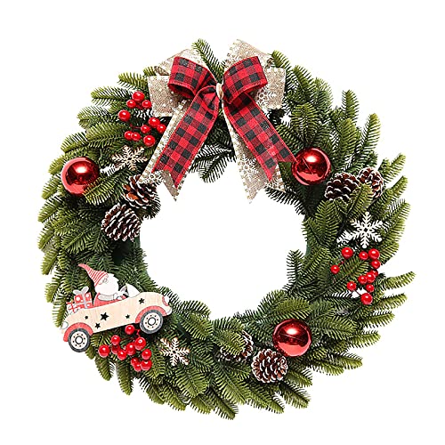 Couronne de pin artificielle 45 cm déco Noël porte entrée et fenêtre