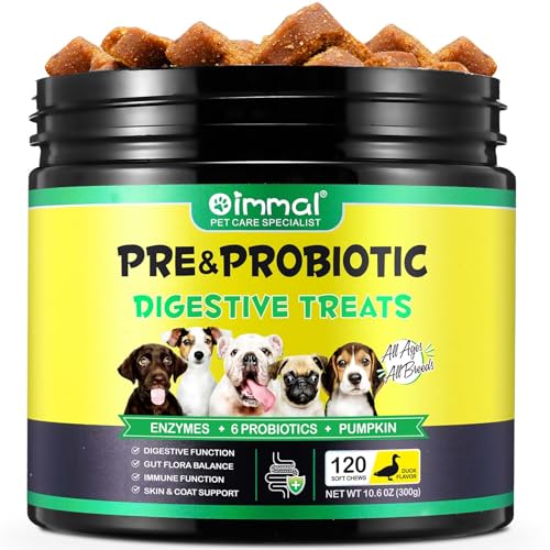 HRAMEX Hunde Probiotika als Leckerli(Entenaroma 120PCS),Hund Darmflora aufbauen,saisonale Allergien,aufgeregter Magen Linderung verbessern die Verdauung,leckere Snacks(300g)