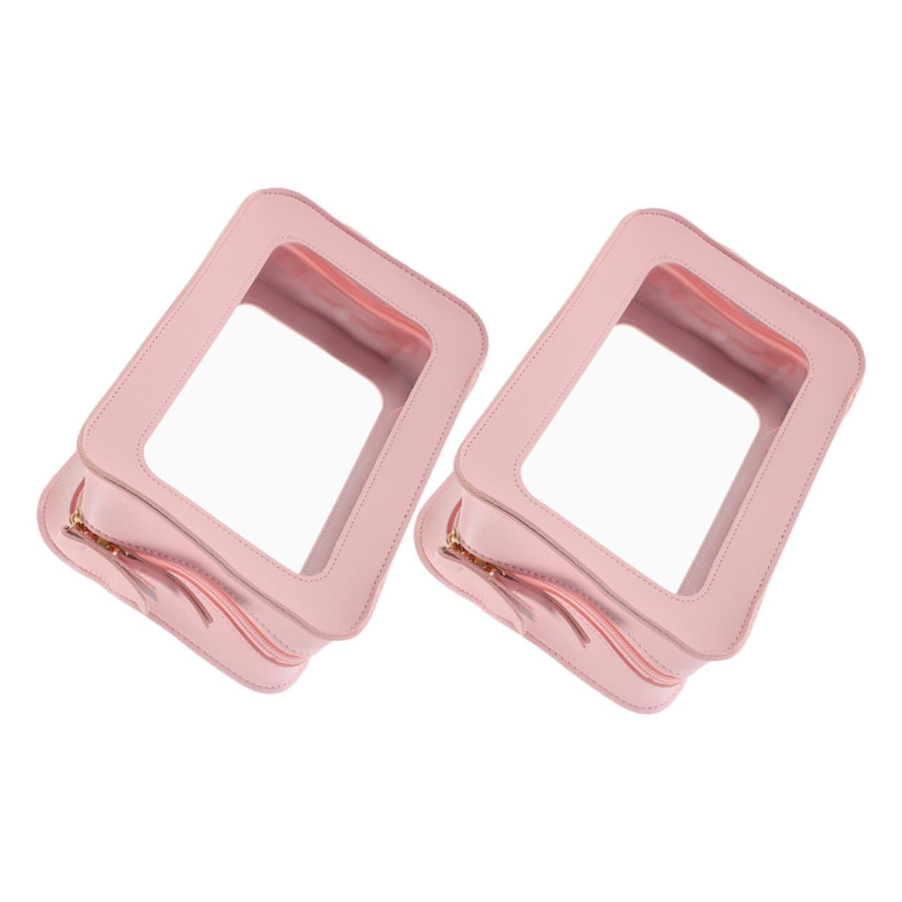 Neceser Transparente de PVC Rosa para Viaje, 2 Piezas