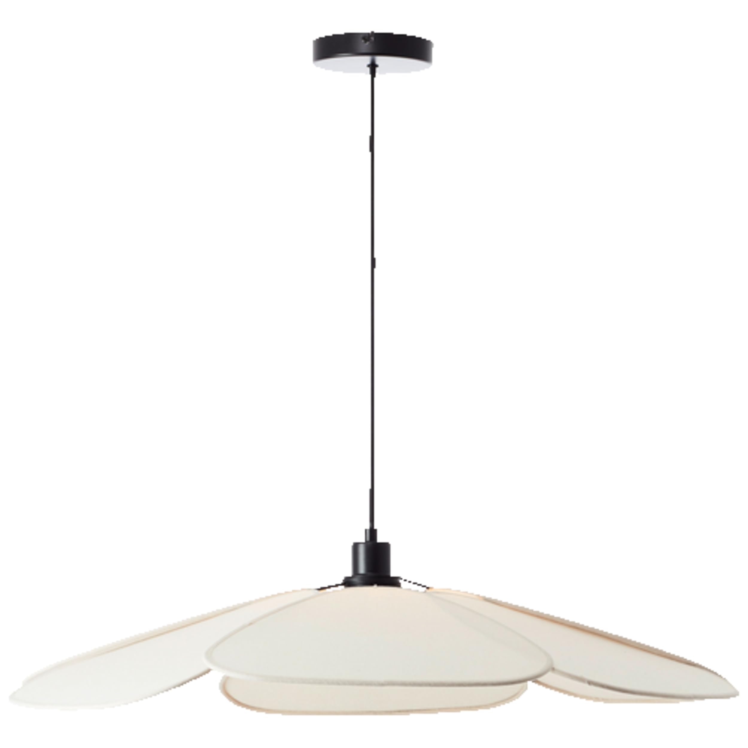 Lightbox Designer-Hängelampe mit blütenförmigem Stoff Lampen-Schirm & kürzbarem Kabel | Ø 77 cm | Pendelleuchte für das Esszimmer oder Wohnzimmer | E27 | aus Textil/Metall| in Beige