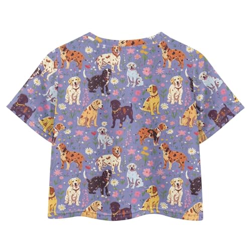 Image of Girls Fashion Crewneck Tee Shirts Casual Short Sleeve Crop Top Summer Outfits 5-14 Year