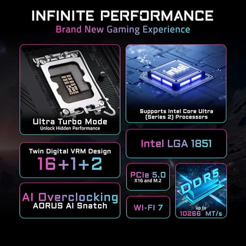Image of GIGABYTE Z890 AORUS Elite Duo X Intel LGA 1851 ATX Motherboard, Support Core Ultra (Series 2), DDR5, 16+1+2 Power Phase, 5X M.2, PCIe 5.0, USB4, WiFi 7, 5 GbE, EZ-Latch, D5 Bionic Corsa
