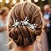 Heread Crystal Bride Wedding Hair Pins Silver Flower Bridal Hair Pieces Pearl Hair Accessories for Women and Girls (Pack of 3) (A Silver)