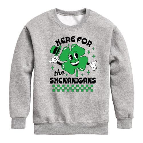 Instant Message - Here for The Shenanigans - Toddler & Youth Crewneck Fleece Sweatshirt