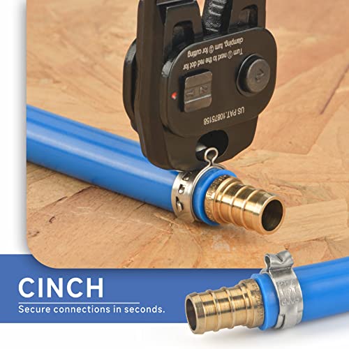 Icrimp CRIMPER & CUTTER & CLAMP SET Ratchet Pex Cinch Tool With Removing Function For 3/8 To 1-Inch Stainless Steel Clamps With 20Pcs 1/2-Inch And 10Pcs 3/4-Inch Pex Clamps And Pipe Cutter- All In One thumb #4