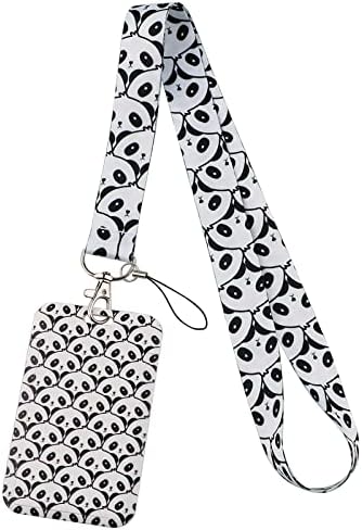 Juanooo Cute Cats Lanyard ID Card Holder for Keys for Girl Women Teacher Staff Lovely Gray Key Lanyard for ID Badge Wallet