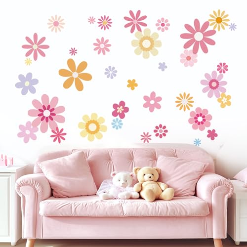 38 piezas adhesivos de flores coloridas para pared miniatura 1