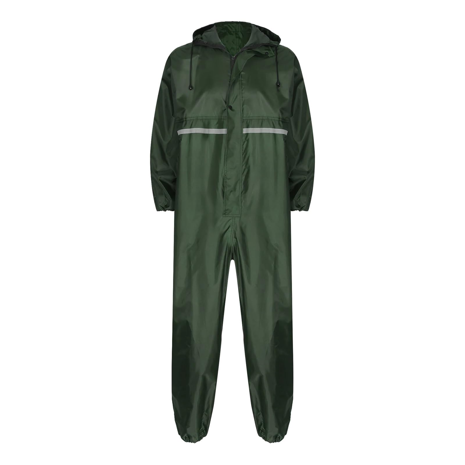 Tuta Da Lavoro Uomo Tuta intera con cerniera da uomo, tuta da lavoro, tuta riflettente, antipioggia, impermeabile con cappuccio for motociclisti(Black,165)