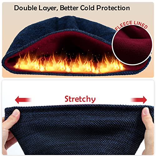 Lvaiz Mens Winter Beanie Hat Warm Fleece Lined Skull Cap For Men Reversible Women Windproof Watch Hat Knit Warm Unisex Beanie Blue #TOP3