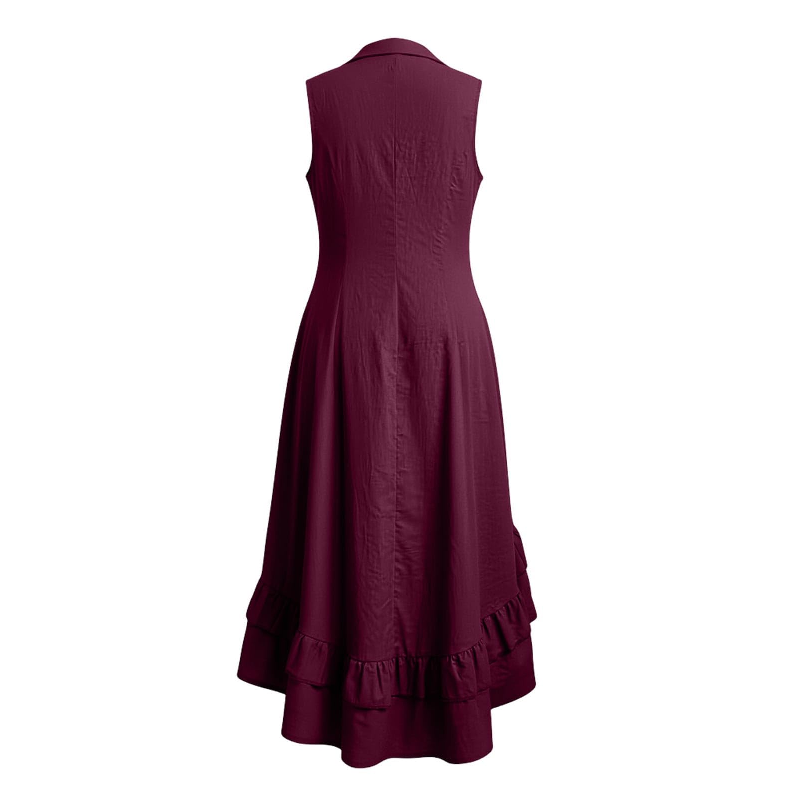 Generisch Vestido casual sin mangas con cremallera trasera diseño liso elegante escote volantes adecuado para el día a día, ocio, vacaciones, vestido de mujer