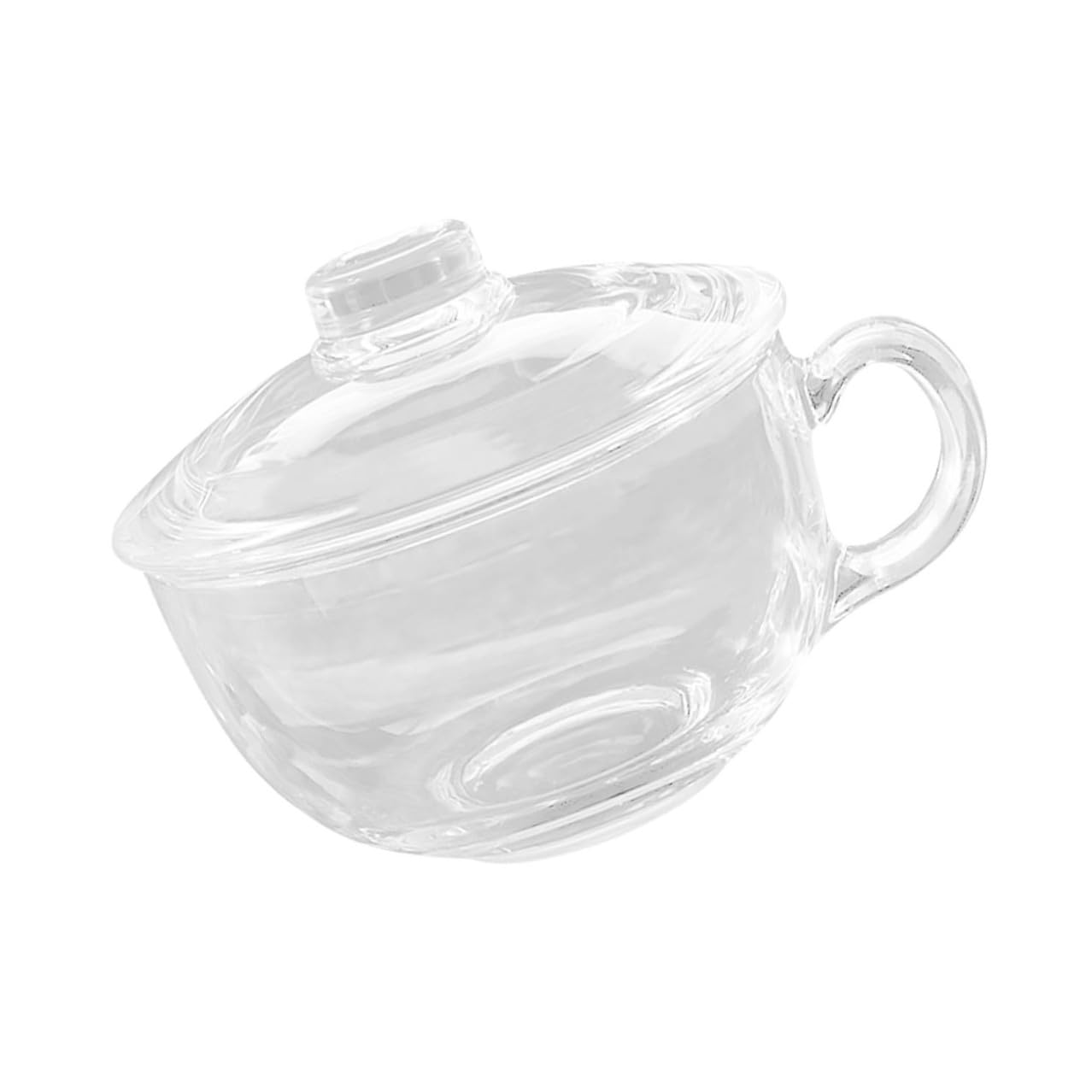 Homoyoyo Bol de Cristal Transparente de 600 Ml con Tapa y Asa Bol para Desayuno Leche Avena Ensalada y Postres Recipiente Multifuncional para Uso Doméstico