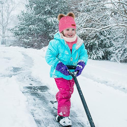 Kids Winter Beanie Hat Scarf Gloves Set,Toddlers Knit Winter Warm Double Pompom Cap Scarf Gloves for Girls Boys 1-5 Years Old2