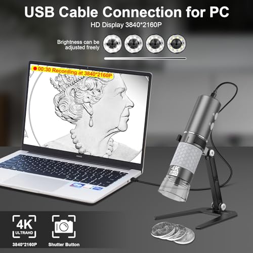 Image of 4K WiFi Microscope Upgraded Stand for iPhone /Android PC, 50-1000X USB Digital Microscope Wireless HD Endoscope Camera for All Cellphones iPad Android Tablet Windows Mac Chrome Linux Computer