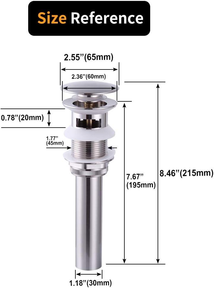 Bathroom Faucet Vessel Vanity Sink Pop Up Drain Stopper with Overflow, Brushed Nickel D500031BN