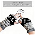 Women’s Knitted Fingerless Gloves with Cat Embroidery,Thick Warm Winter Gloves,Essential for winter travel - Image 2