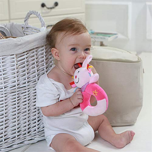 TwoCC 3 6 12 mesi Giocattolo bambina, cartone animato Animale Puzzle Anello mano Sonaglio animale Giocattolo Presepe Passeggino Appeso Animale (Rosso)