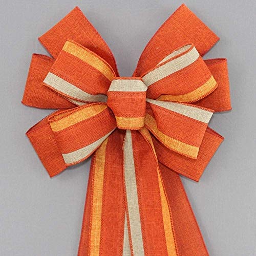 Burnt Orange Trio Rustic Fall Wreath Bow