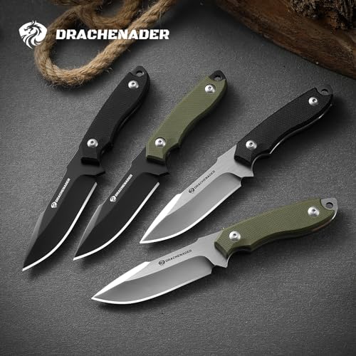 DRACHENADER Couteau à lame fixe EDC en acier D2 de 17,8 cm, transport polyvalent avec gaine Kydex et manche G10 (C- Black Balde + poignée noire) – vue 6