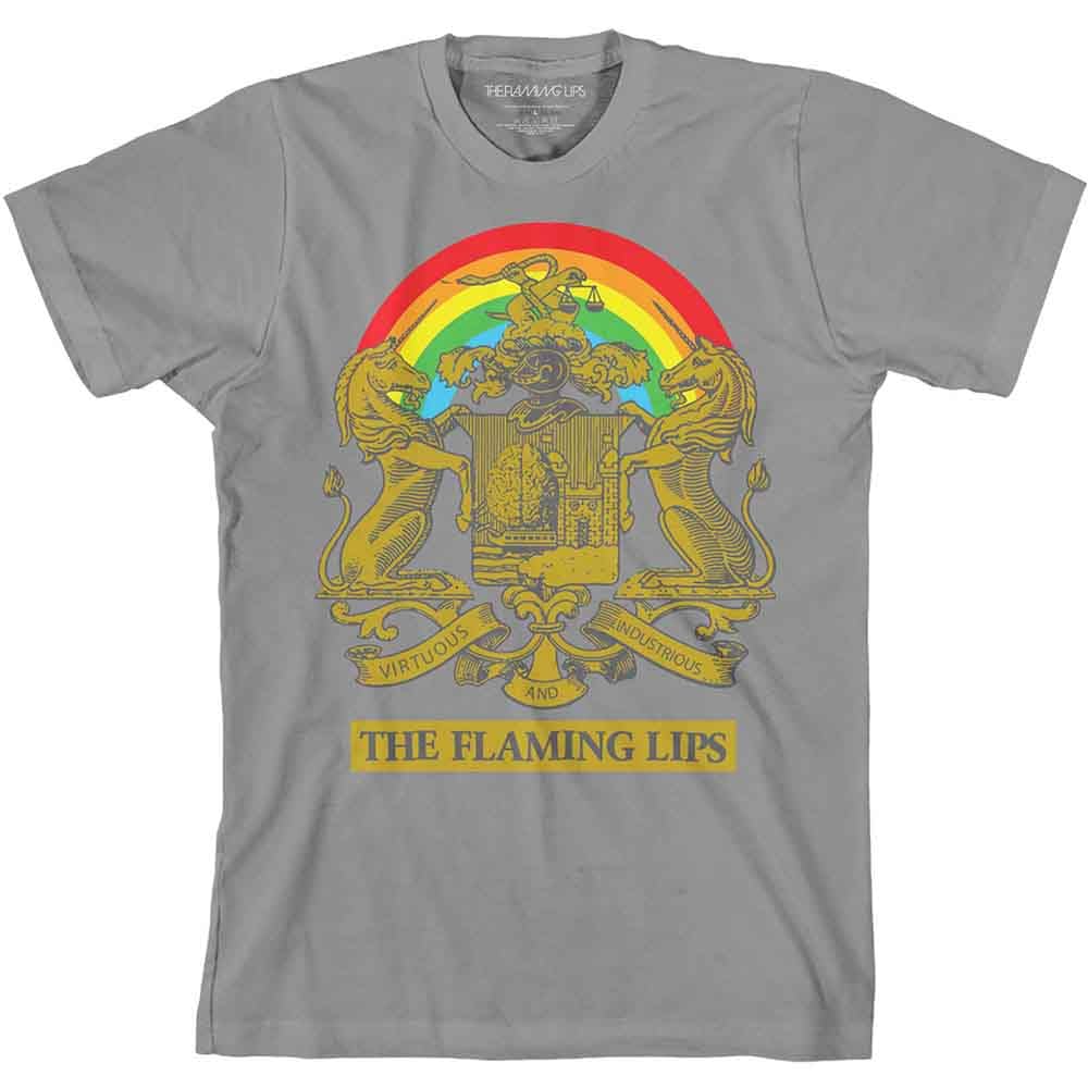 The Flaming Lips T Shirt Virtuous Industrious Band Logo Official Mens Grey M