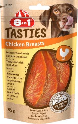 8in1 Tasties Chicken Breasts - Golosinas sin azúcares añadidos para Perros Adultos - Bajos en Grasa - Rico en proteínas 85 g