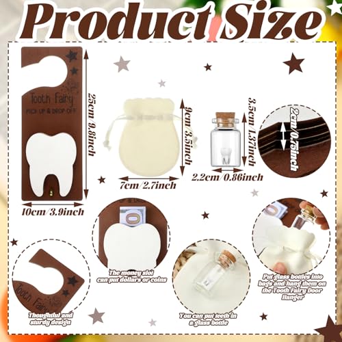 Image of DoubleFill Fairy Tooth Gift Holder Bag Door Hanger Lost Teeth Keepsake Box Tooth Fairy Kit Stores Back to School Gift for Lost Teeth Boy Girl Primary School Classroom Gifts(Classic,White)