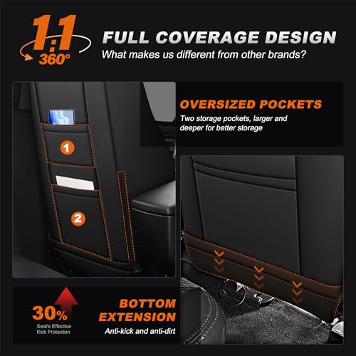 Image of AOMSAZTO Custom Fit RAV4 Seat Covers for Toyota RAV4 LE 2013 2014 2015 2016 2017 2018 (NOT for Hybrid) - Full Set Faux Leather (Black)