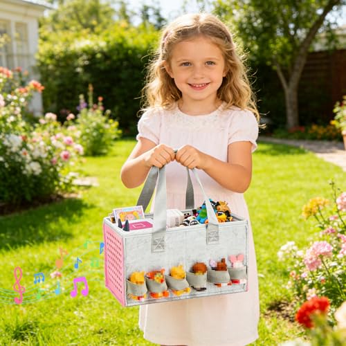 Image of Carrying Case for Toniebox Travel Bag for Tonies Starter Set & Audio Player Felt Cloth Portable Bags for Toniebox 2 Kids Travel Toy Organizer Tote Bags Handbag