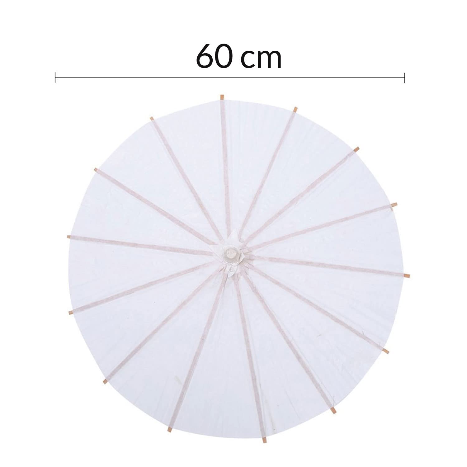 OLILLY 20 piccoli ombrelloni bianchi, diametro 60 cm, in carta e bambù, per matrimoni, feste ed eventi