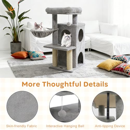 PETSITE árbol para gatos pequeño multi-niveles 33.5 pulgadas miniatura 6