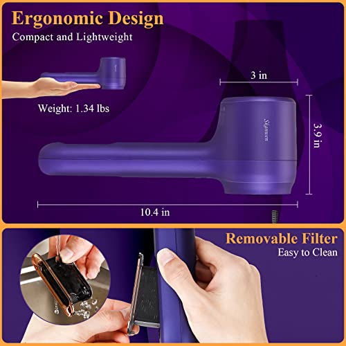 Skanwen Hair Dryer, Ionic Blow Dryer With High-Speed Brushless Motor For Fast-Drying Low Noise Thermo-Control Hairdryer With Magnetic Nozzle, Concentrator & Diffuser For Home, Salon (Indigo Blue) #TOP5