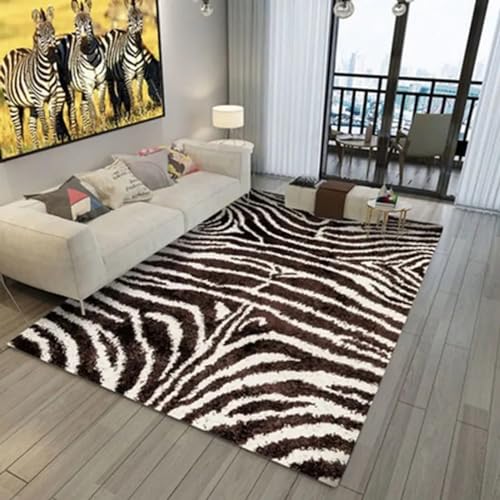 Alfombra De La Sala De Estar, Cebra Leopardo Con Estilo Impresión 3D, Alfombra De La Habitación, Decoración Del Hogar De Alfombra Interior Suave Y Lavable Para Dormitorios De Niños Y Niñas- 50 X -2I7G