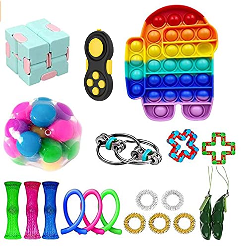 AERZETIX Sensory Fidget Toys Set, Anti-Anxiety and Relief Stress Toys for Kids Adults and ADHD, Push pop pop Bubble Squeeze Toys Puzzle Balls for Birthday Party Favors Best Gifts