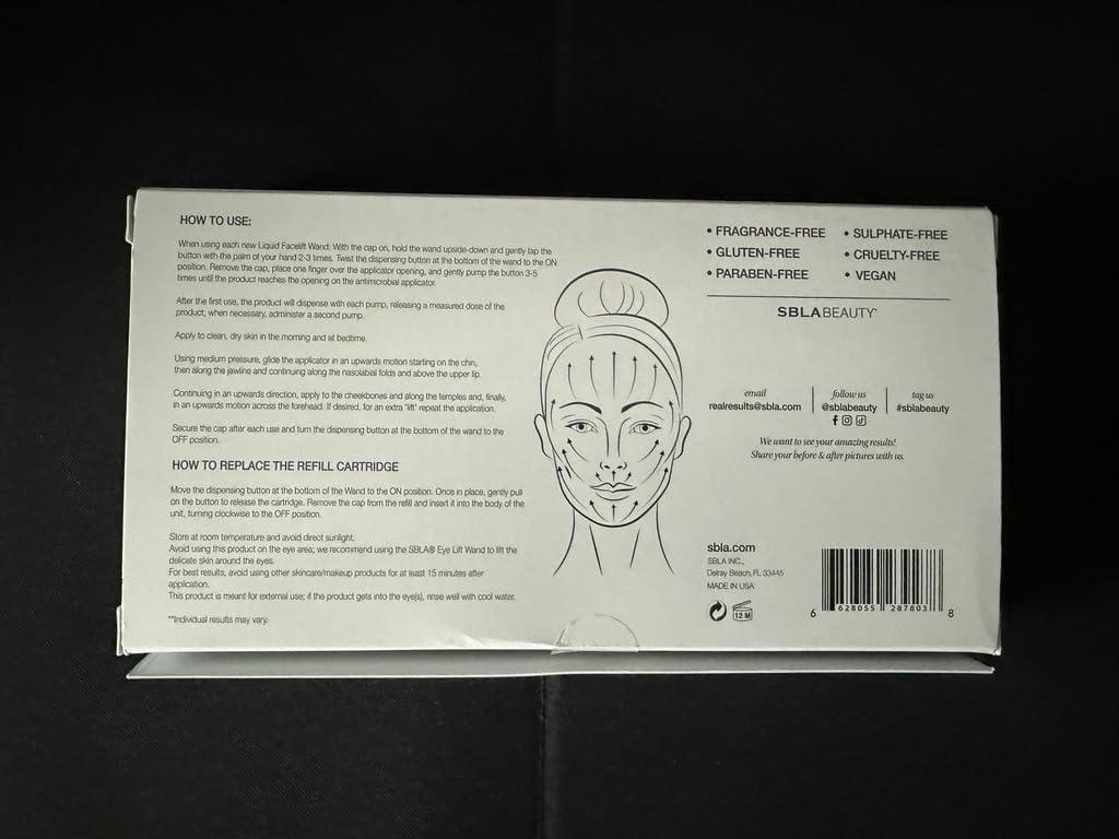 SBLA Liquid Facelift Wand Scientifically Proven Anti-Aging Serum Relaxes Facial Muscles & Eliminates Lines Non-Invasive Lift & Contour Plumps Skin & Boosts Collagen