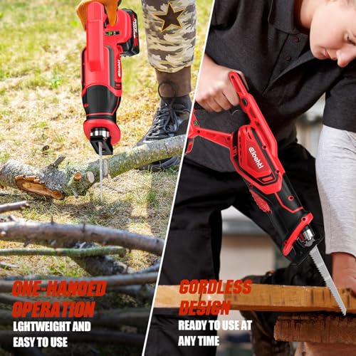 Brushless Cordless Reciprocating Saw – 3300 SPM, Dual 21V 4.0Ah Batteries & Fast Charger, 8-Piece Bi-Metal/Wood Blade Kit, Low-Noise Lightweight for Wood, Metal, PVC & Pruning (Carry Case Set) - image 4