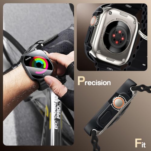 Image of LK Case for Apple Watch Ultra 3 /Ultra 2 /Ultra 49mm with Screen Protector | Touch Sensitive Ultra-Thin Bumper Full Protective Cover Hard PC Case Tempered Glass for iWatch 49mm, Black