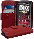 cadorabo Coque pour HTC Sensation XE en Rouge Cerise   Housse Protection en Similicuir Lisse avec Stand Horizontal et Fente Carte   Portefeuille Etui Poche Folio Case Cover