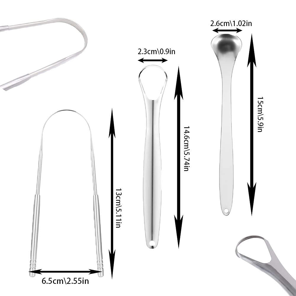 6 pcs Tongue Scraper, BOSOIRSOU Stainless Steel Tongue Cleaners Portable Tongue Brushes Breath Fresher Tool for Adults Kids Oral Care - Image 2